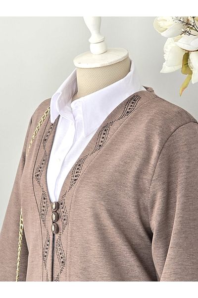 ENDAMIM Large Size Cardigan with Pockets Medium Thickness