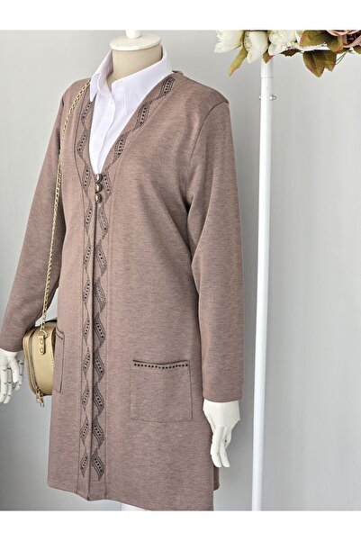 ENDAMIM Large Size Cardigan with Pockets Medium Thickness