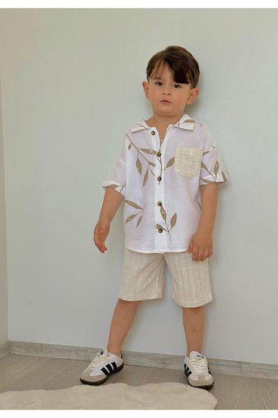 tunays shopping Boy's Shorts Shirt Linen Suit