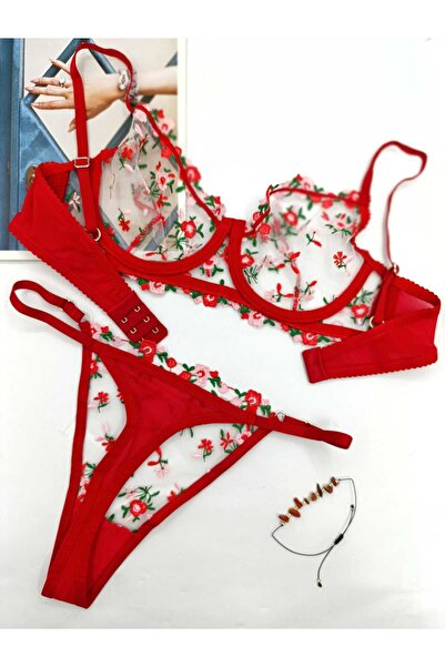 La Linaa Glory Floral Print Thong Panty Bra Set