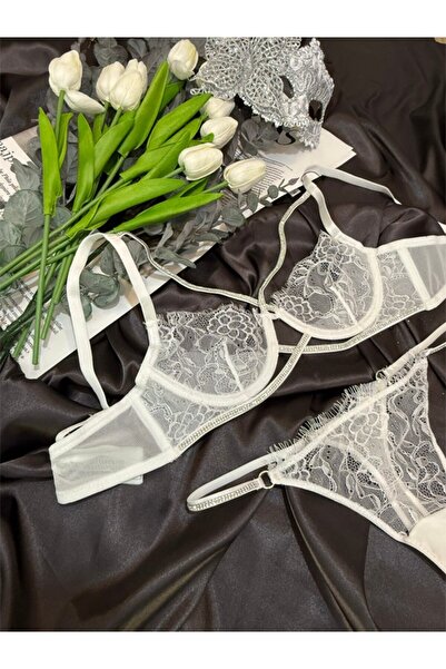 Delar Luxury Σετ εσωρούχων Halo με δαντέλα και λεπτομέρεια από πέτρα χωρίς επ...