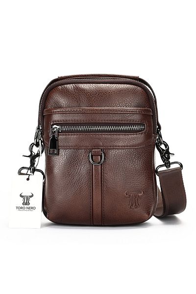 Toro Nero Men's bag made of brown genuine leather Nistor
