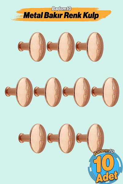 Badem10 Mâner cu buton mare din metal din cupru Set de 10 mobilier Sertar de bucătărie Dulap dulap Capac mâner Mâner