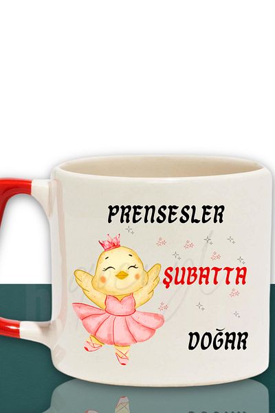 qoeuyl boutique Princesses Are Born This Month Printed Birthday Gift for Friend, Lover Red Handled Mug Cup