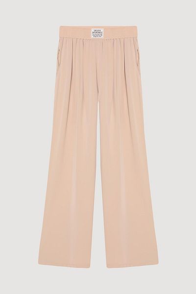 Quzu Label Detailed Trousers Beige