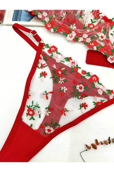 La Linaa Glory Floral Print Thong Panty Bra Set