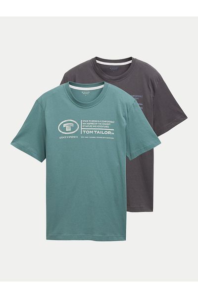 Tom Tailor Men's Set of 2 T-shirts 1047047 Gray, Green