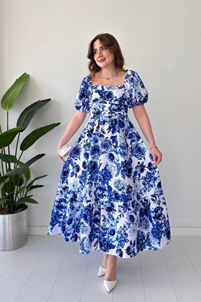 MaziButik Rochie din popelin bujor albastru