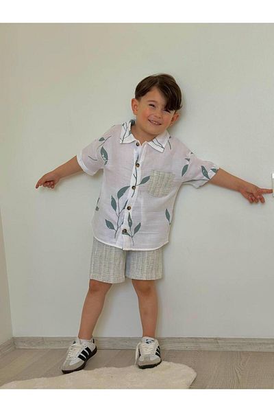 tunays shopping Boy's Shorts Shirt Linen Suit
