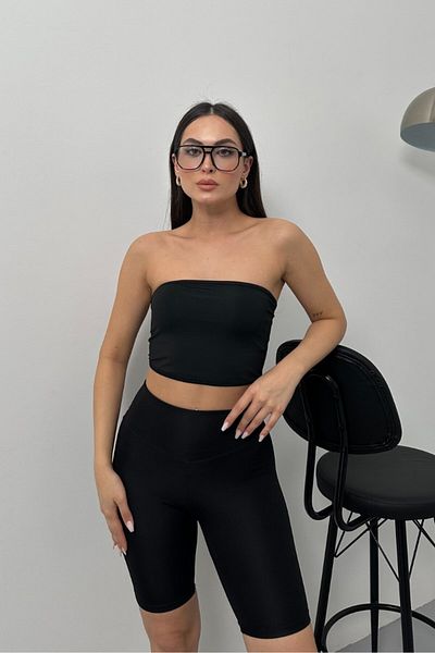 msm fashion Women's Crop Top Strapless Basic Back Buckle Bustier