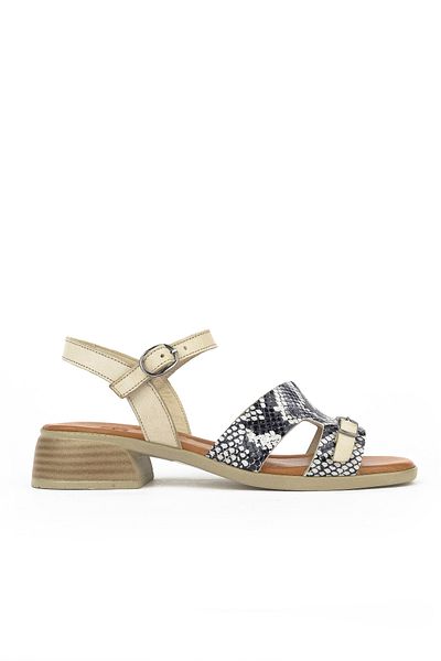 Ziya , Women's Genuine Leather Heeled Sandals 1511032Z10209 Off White