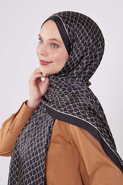 FİVESCARF Black Chain Pattern Brand Shawl