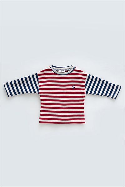 Atelier Babbi Long Sleeve T-Shirt / Burgundy Striped