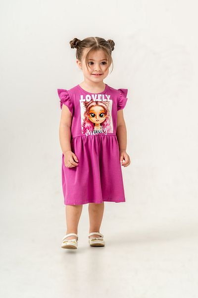 Gocoland Girl's Short Sleeve Lycra Combed Cotton Printed Dress