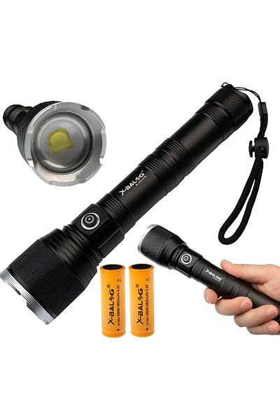 X-BALSG P160 Rechargeable Flashlight with 3 Lighting Modes and 1000 Meter Range, Waterproof with Hanging Lanyard