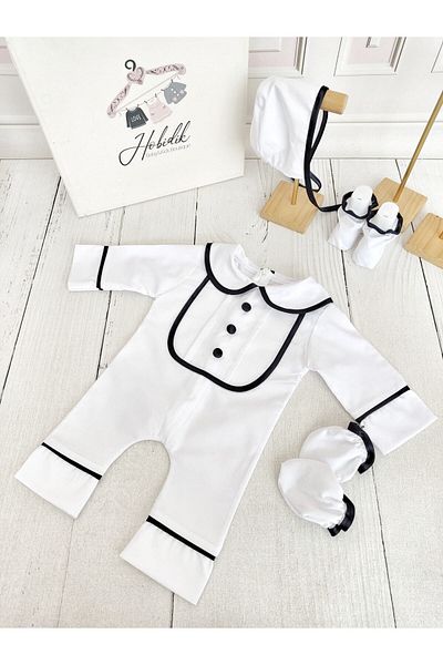 Hobidik Men's Hospital Exit Black Piped Overalls Set