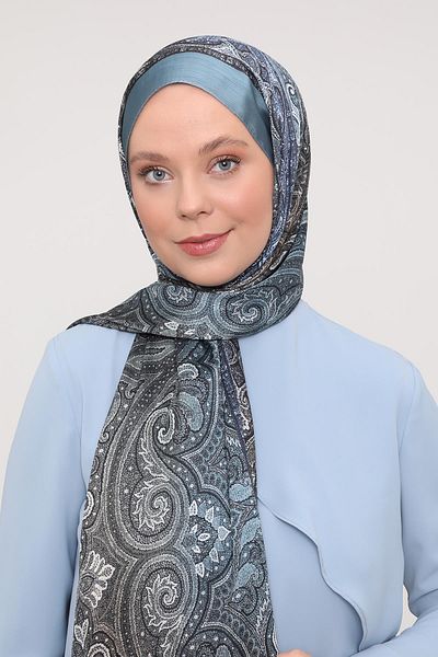 FİVESCARF Water Green Shaded Pattern Brand Shawl