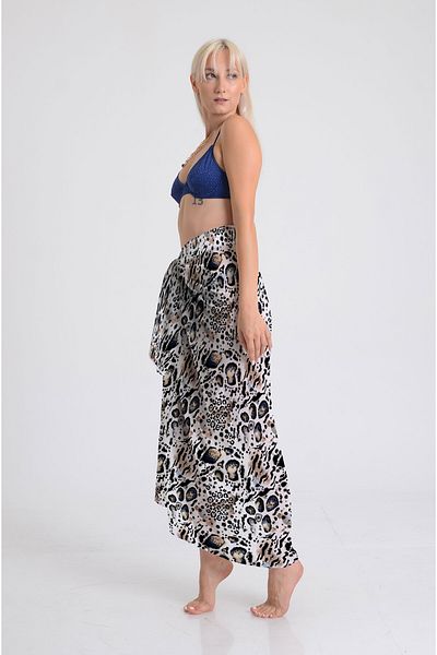 DESENİX Watercolor Leopard Print Pareo - 100X145 cm - Silky Chiffon & Luxury Satin Fabric Option- Beach Dress