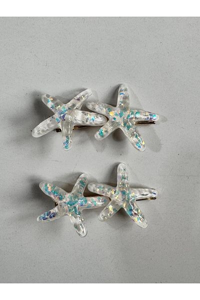 Motebarn Wear Girl's Crystal Star 2-Piece Clip Buckle White