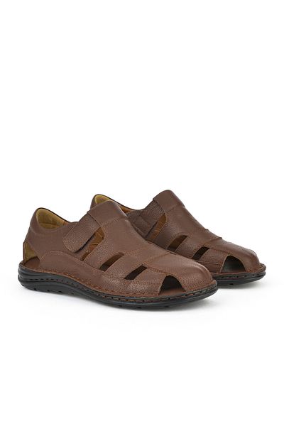 Ziya , Ανδρικά πέδιλα Comfort από γνήσιο δέρμα 1511052Z5064 Καφέ