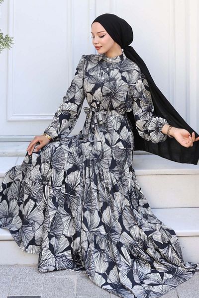 benguen Φόρεμα Hijab με σχέδιο μαύρο 559