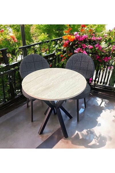 BAMBEDS MOBİLYA Bambeds Mobilya 70x70 Trevertan Yuvarlak Balkon Masa Ahtapot ...