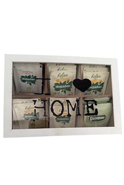 AHİR TİCARET Bamboo-Wooden 6 Compartment Tea Box with Lid