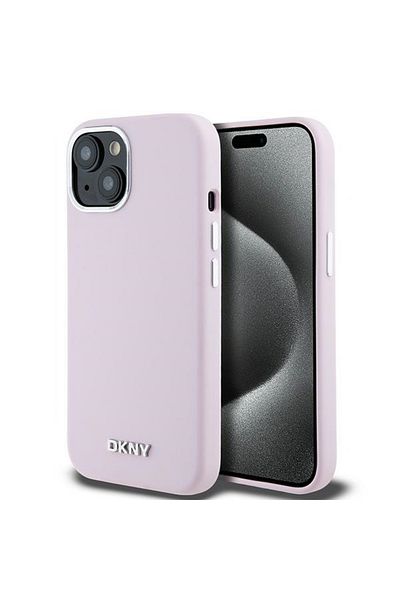 Dkny Case for iPhone 15 - DKNY Hardcase Liquid Silicone Small Metal Logo MagSafe (DKHMP15SSMCHLP) - Pink
