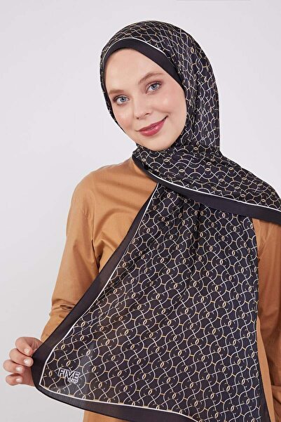 FİVESCARF Black Chain Pattern Brand Shawl