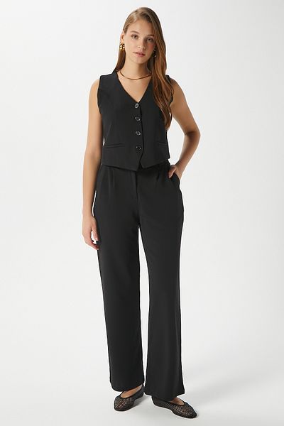 Ritnice Women's Petra Black Vest Lycra Pants Bottom Top Set