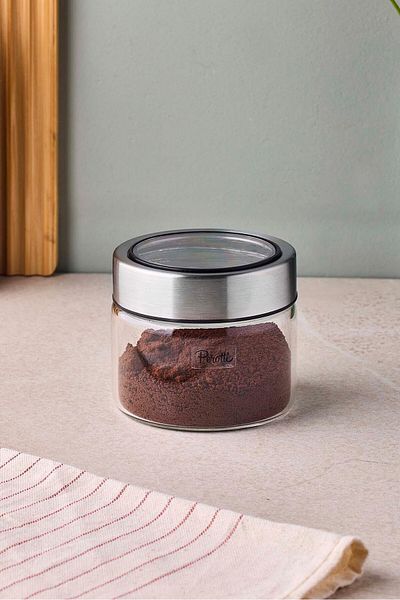 Perotti Cassetto 300 ml Stainless Steel Borosilicate Glass Jar with Lid 8.5X7 cm