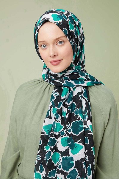 FİVESCARF Βαμβακερό σάλι με πράσινο σχέδιο