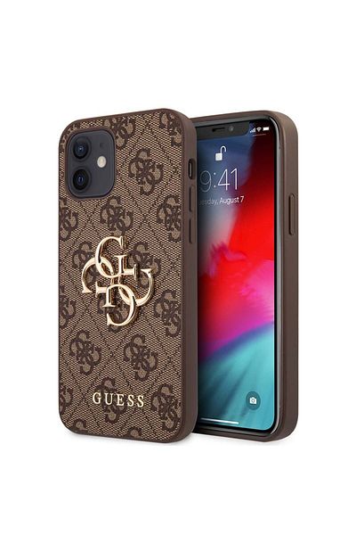 Guess Case for iPhone 12 / iPhone 12 Pro - Guess Hardcase 4G Big Metal Logo (GUHCP12M4GMGBR) - Brown