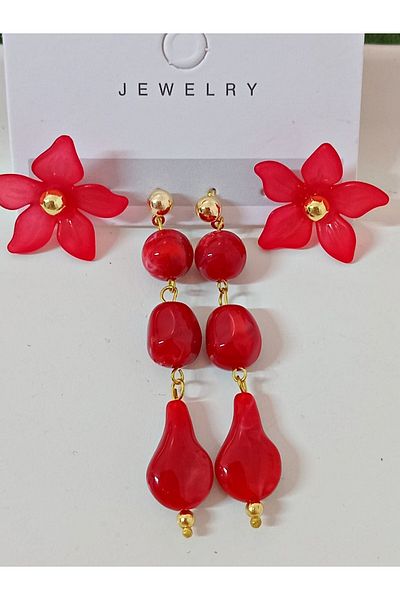 mos&more 4 Pieces Flower Lightweight Earrings for Women