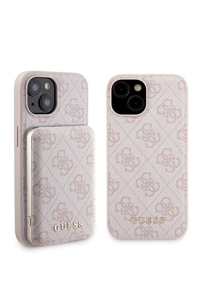 Guess Case for iPhone 15 - Guess Hardcase Powerbank MagSafe (GUBPM5P15S4GEMGP) - Pink
