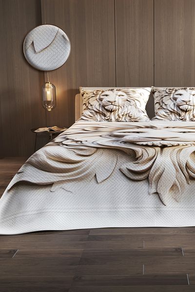MonoHome Pique Set Cotton Double Jacquard Woven Bedspread Lion