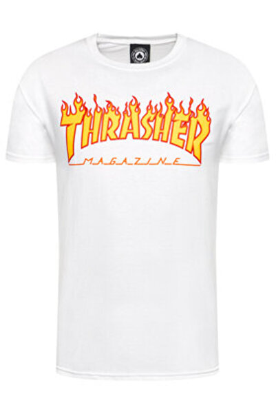 Thrasher Tricou bărbătesc THRASHER FLAME T-SHIRT alb