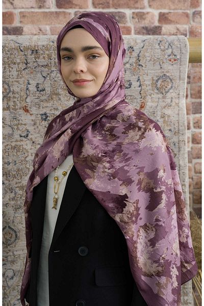 Fatma Atasoy Pigmentia Patterned Lilac Crash Shawl