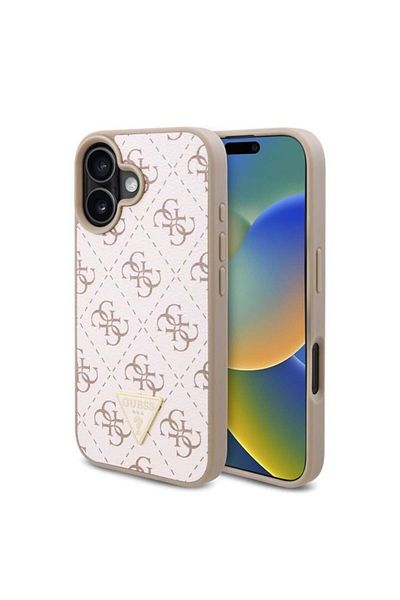 Guess Case for iPhone 16 Plus - Guess Hardcase 4G Triangle Metal Logo (GUHCP16MPG4GPH) - White