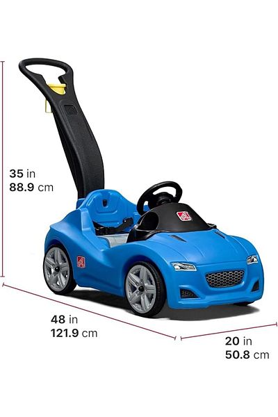 Step 2 Step2 Whisper Ride Cruiser|Single Seater Kids Push Car with Seatbelt,Horn & Storage Trunk|Blue
