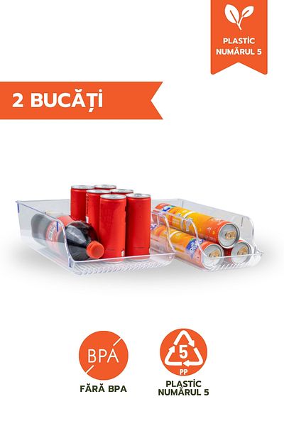 Ginza Maison Set Of 2 Refrigerator Organizer, Multifunctional, Large Sizes (36X15, 36X23.5), Transparent, Acrylic