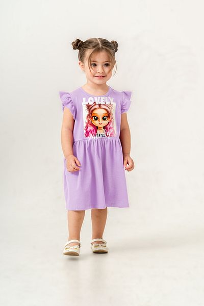 Gocoland Girl's Short Sleeve Lycra Combed Cotton Printed Dress