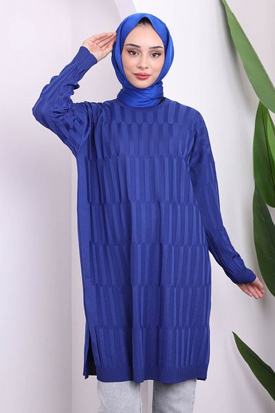 İmajButik Πλεκτό τουνίκ Navy Blue Cold Mercerized