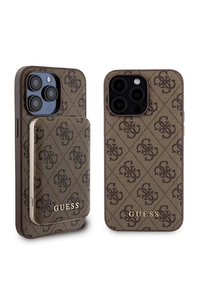 Guess Case for iPhone 15 Pro Max - Guess Hardcase Powerbank MagSafe (GUBPM5P15X4GEMGW) - Brown