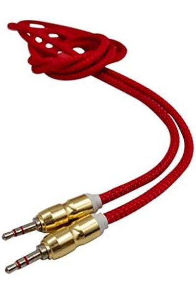 Generic Flexible Braided 3.5mm Aux Cable, 1M Red, Universal Stereo Audio Jack to Jack for Phone, Tablet, Car