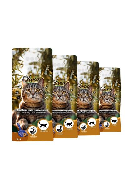 happycatlitter 40 LİTRE TOPAKLANAN ZEYTİN ÇEKİRDEĞİ PELETİ KUMU