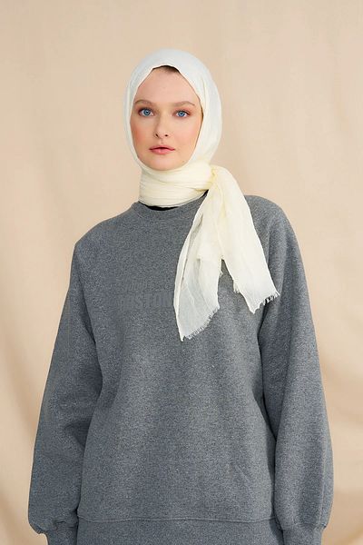 AMİNENESİL Aminenesil Moda Cashmere Bamboo Scarf Ecru Color