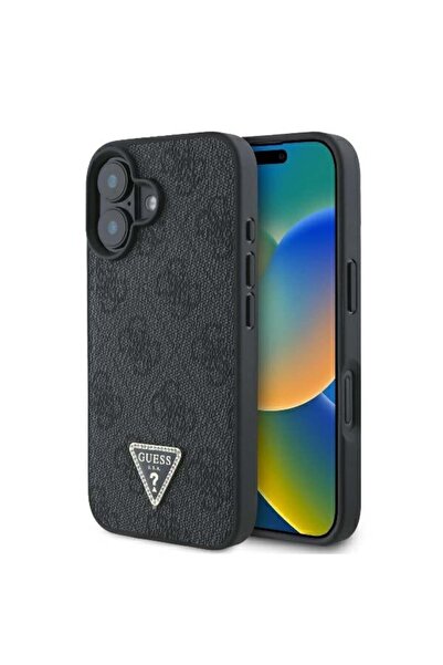 Guess Husă pentru iPhone 16 - Guess din piele 4G cu strasuri triunghiulare (G...