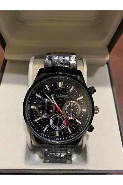 Choppers 🔥   Choppers Black Steel Chronograph Men's Wrist Watch - Masculine Elegance and Power Combined! 🔥