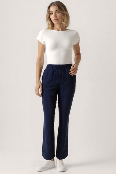 Vitrin Buttoned Crinkle Fabric Trousers
